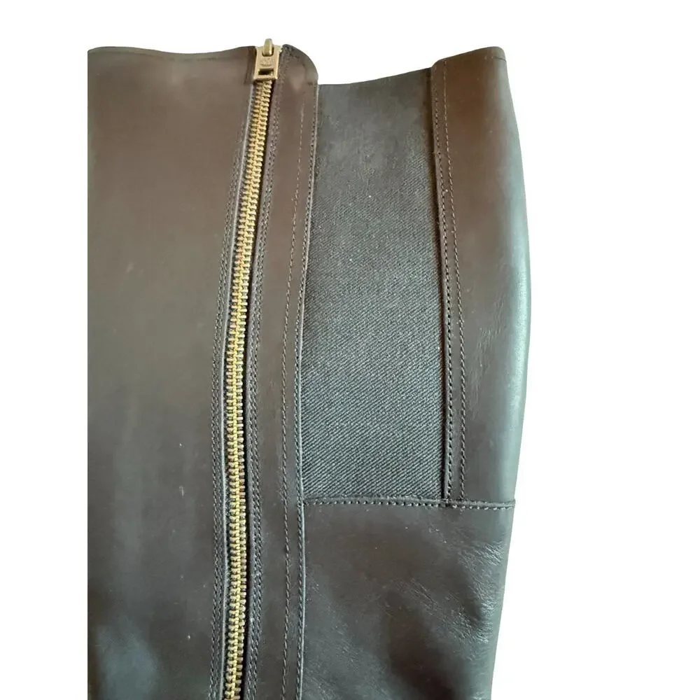Timberland Boots Womens Size 11 Black Leather Knee High Riding Boot Side Zip